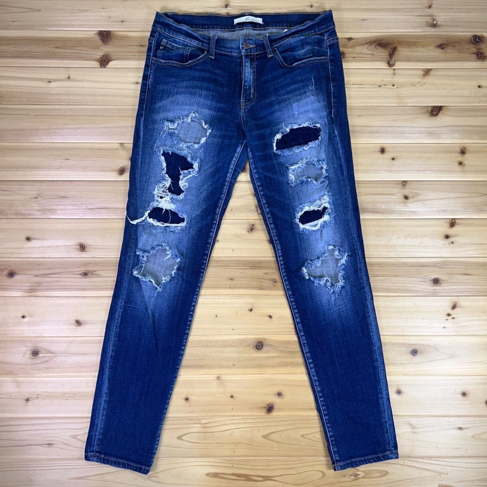 Kancan Jeans Womens 13 Distressed Skinny Ankle Low Rise Denim Blue Jeans